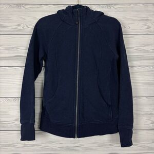 Lululemon Scuba Hoodie Jacket Light Cotton Fleece Navy Blue Size 6